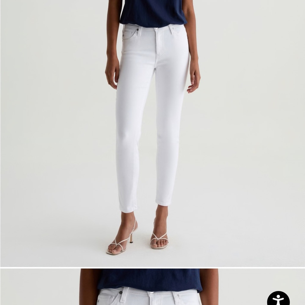 AG Adriano Goldschmied Prima Crop White Ankle & Cropped Jeans “cigarette leg” 25